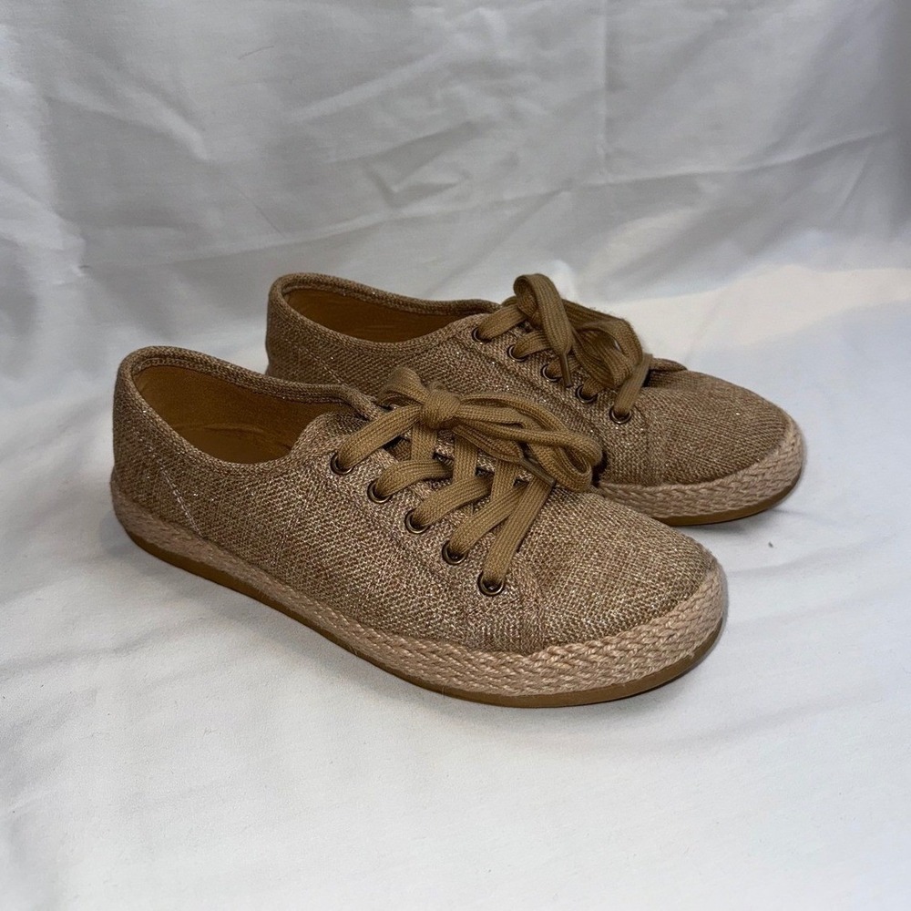 Tommy‎ Bahama galana womens Gold Sparkle Espadrille Sneakers Lace Up Shoes